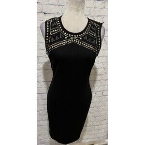 NWT Carmen Marc Valvo Black Sleeveless Gold Detail Dress Small $98